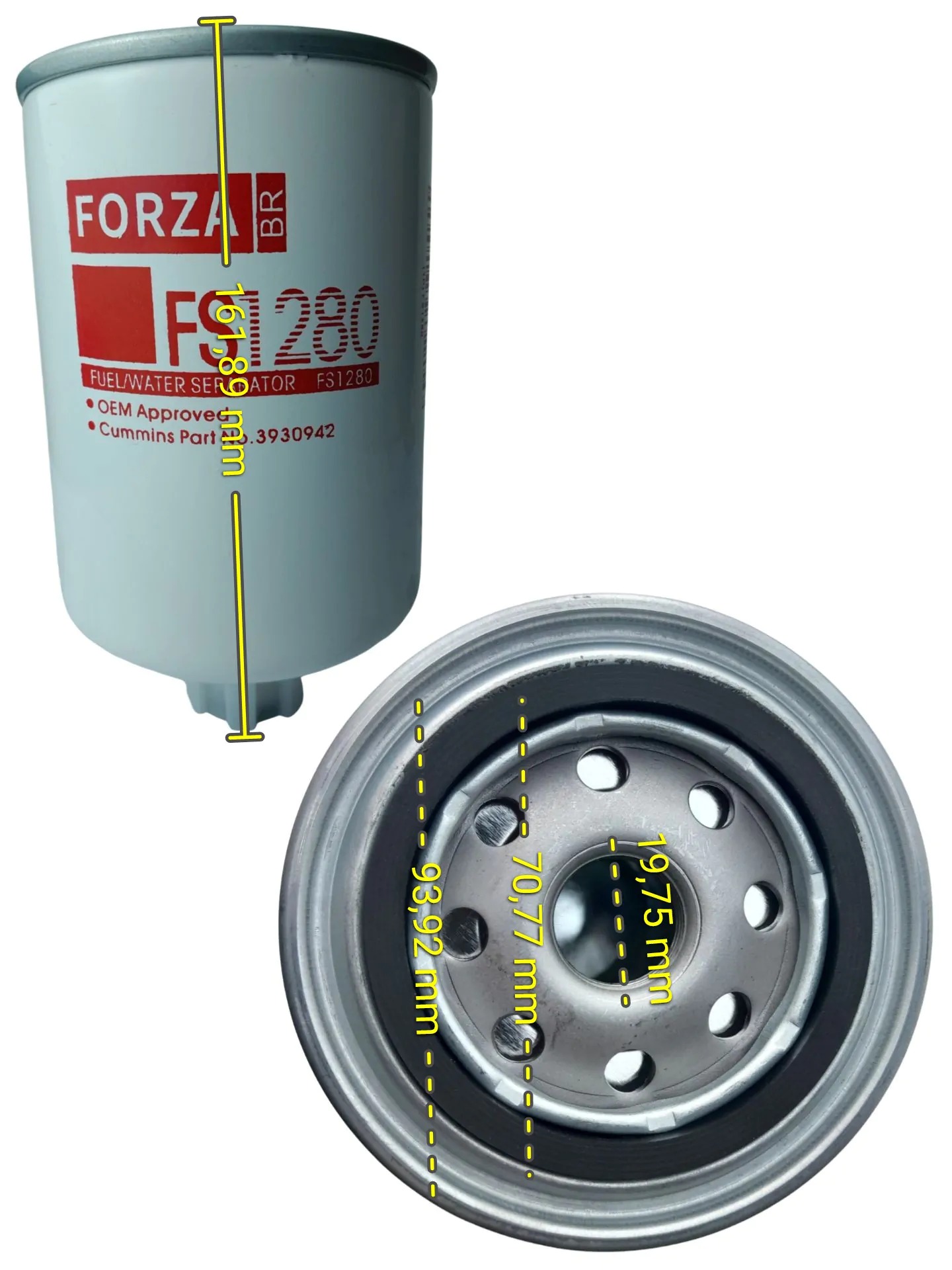 FILTRO SEPARADOR COMBUSTÍVEL MOTOR CUMMINS 6BT 5.9 (FS1280) - Imagem 2