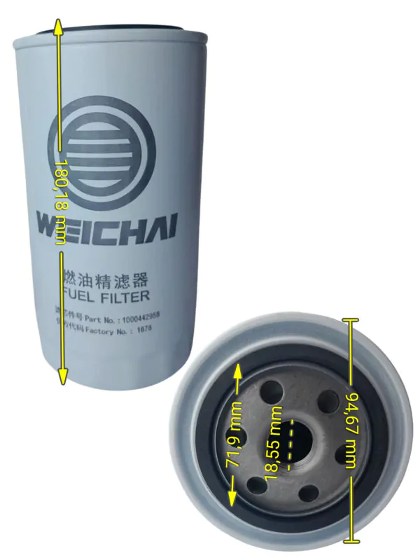 FILTRO COMBUSTÍVEL MOTOR WEICHAI DEUTZ WP10  (1000442956) - Imagem 2