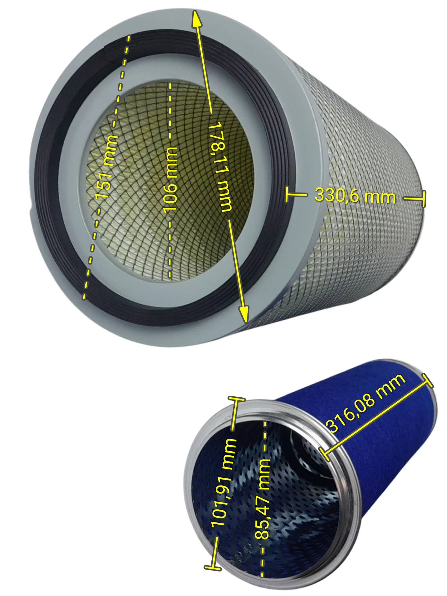 FILTRO AR EXTERNO E INTERNO PARA PÁ CARREGADEIRA FORZABR FZBR 928 - Imagem 2